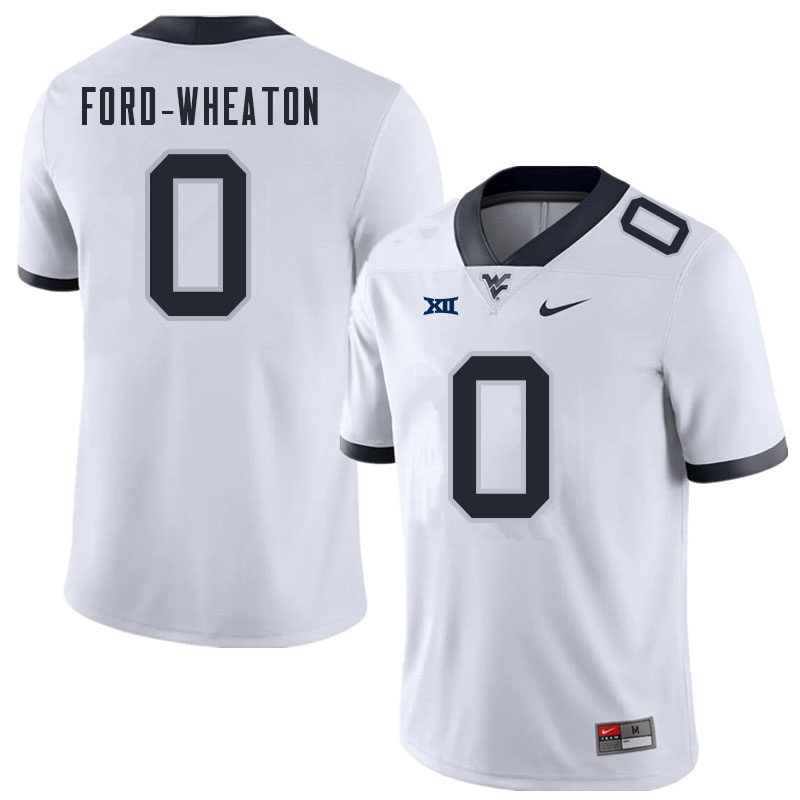 Men #0 Bryce Ford-Wheaton West Virginia Mountaineers College Football Jerseys Sale-White - Click Image to Close